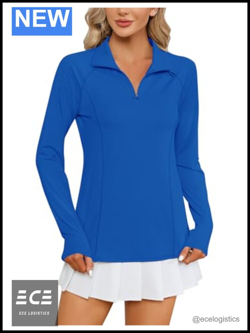 Women Long Sleeve 1/4 Zip Sun Protection Quick Dry Hiking Pullover Polo Shirt